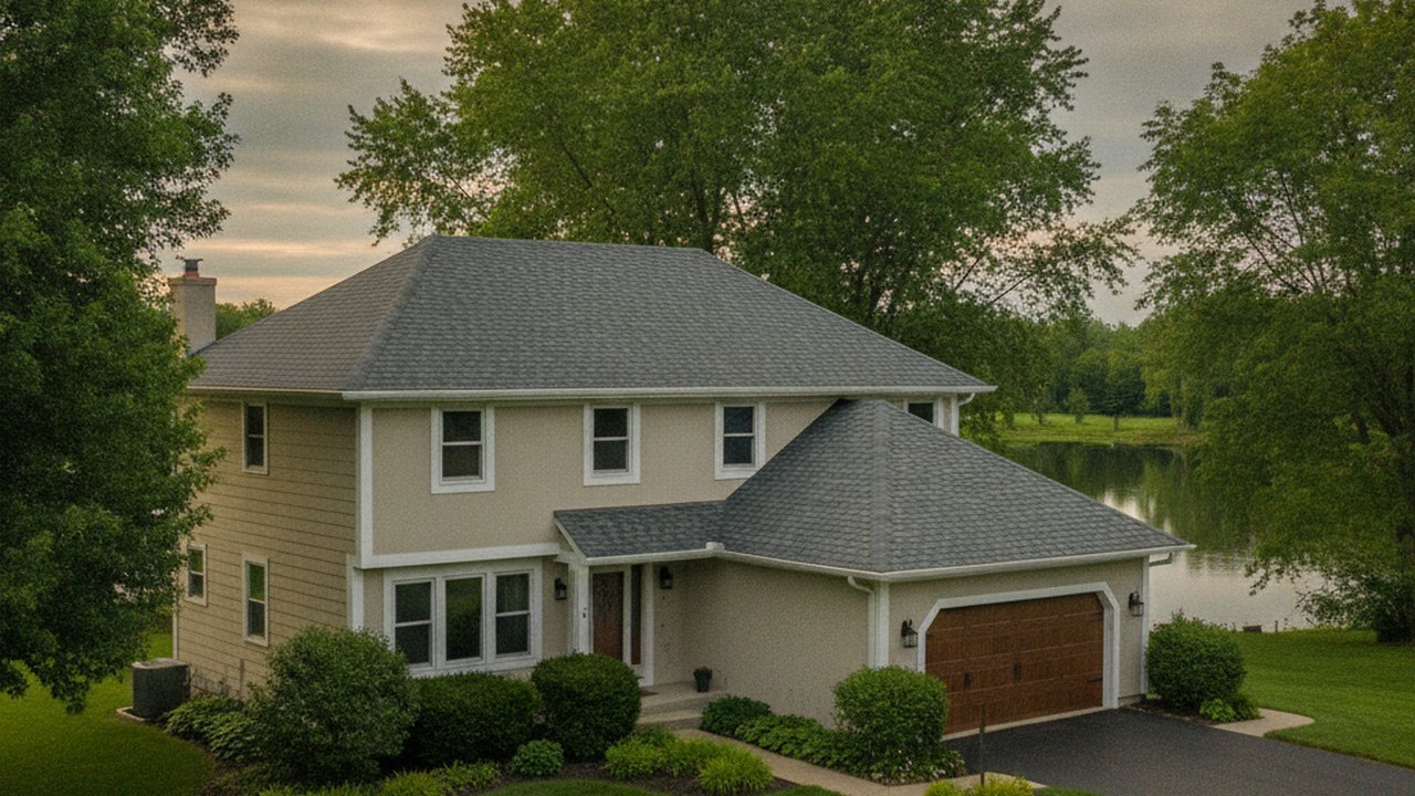 Freshly installed asphalt shingle roof on a residential home in Grayslake, Illinois — roofing and storm restoration by Lake Point Exteriors.