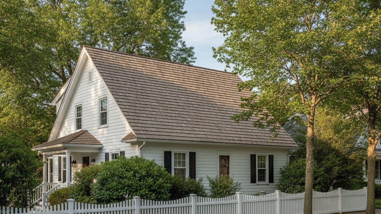 New residential roof on a home in Libertyville, Illinois — roof replacement and repair by Lake Point Exteriors.