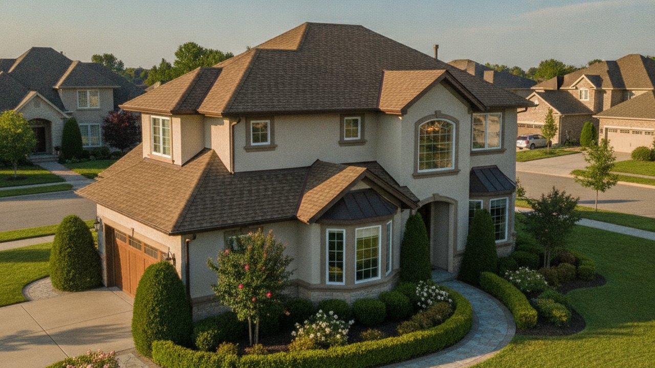 Asphalt shingle roof replacement on a suburban home in Mundelein, Illinois, by Lake Point Exteriors.