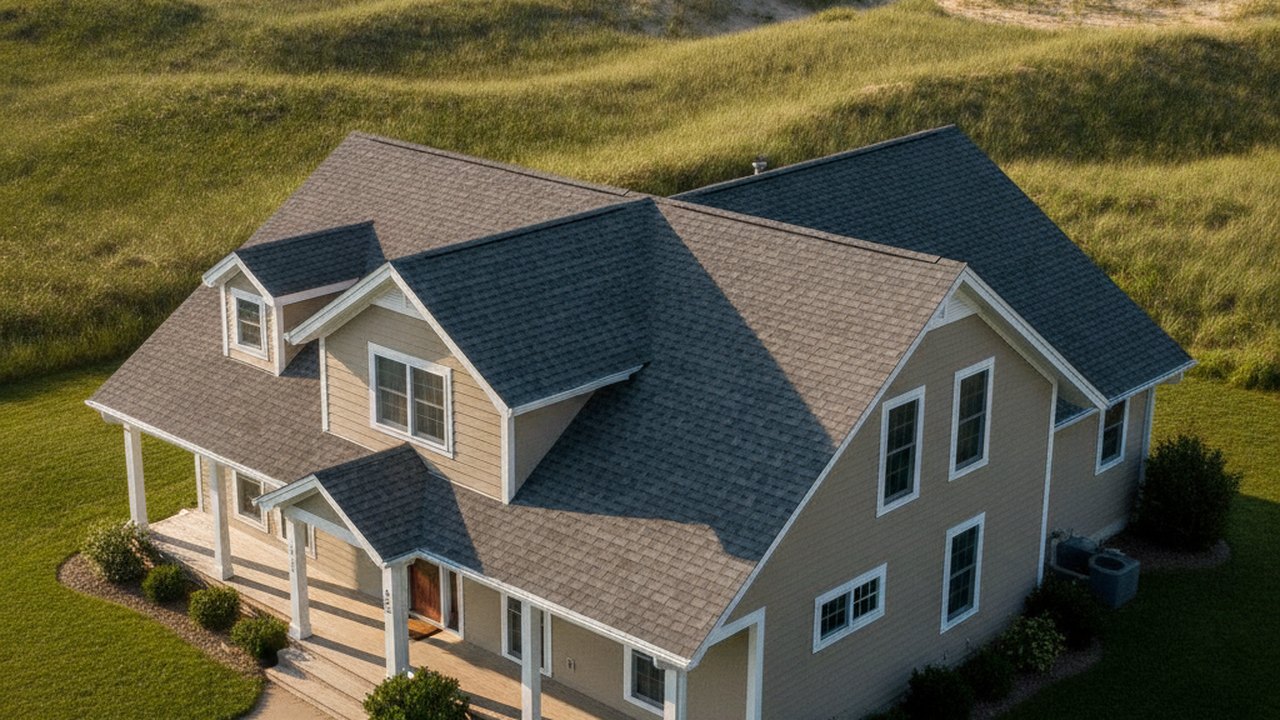Newly replaced roof on a residential home in Zion, Illinois — storm-damage roof restoration by Lake Point Exteriors.