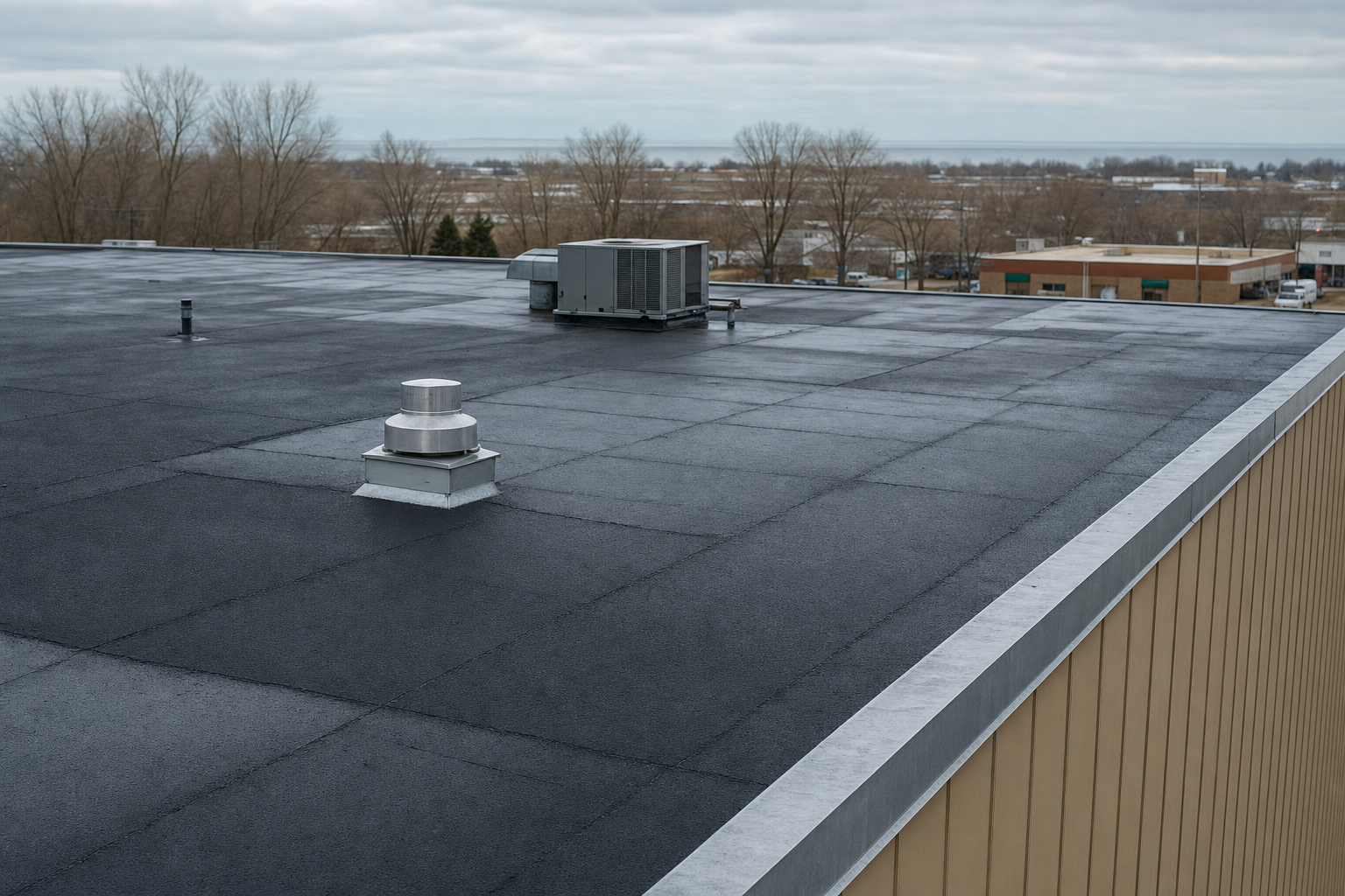 Techo asfáltico multicapa BUR comercial en Lake County, IL